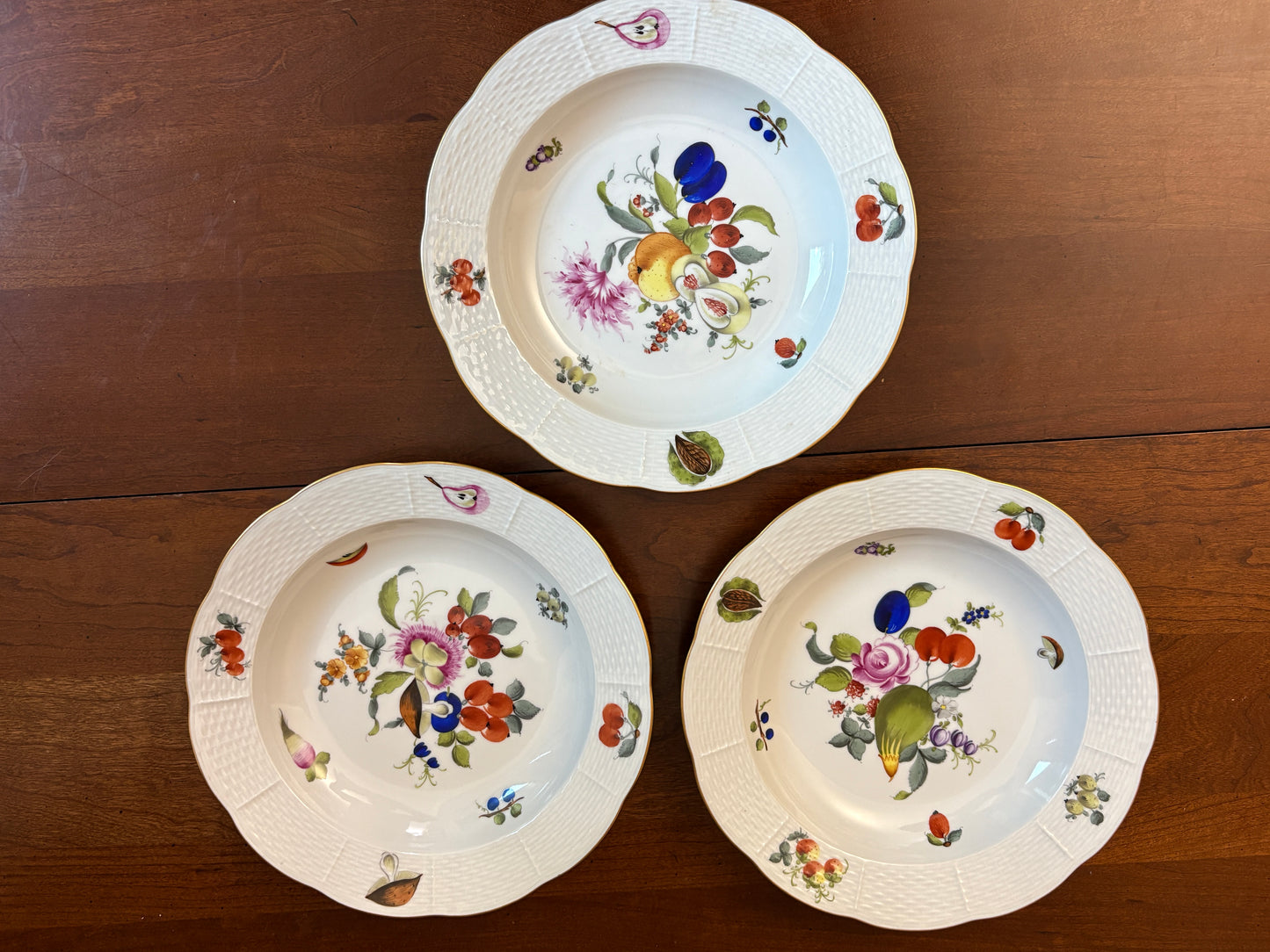 Herend Fruit & Flower (BFR) rimmed soup bowl set 11, 503 BFR, Gorgeous