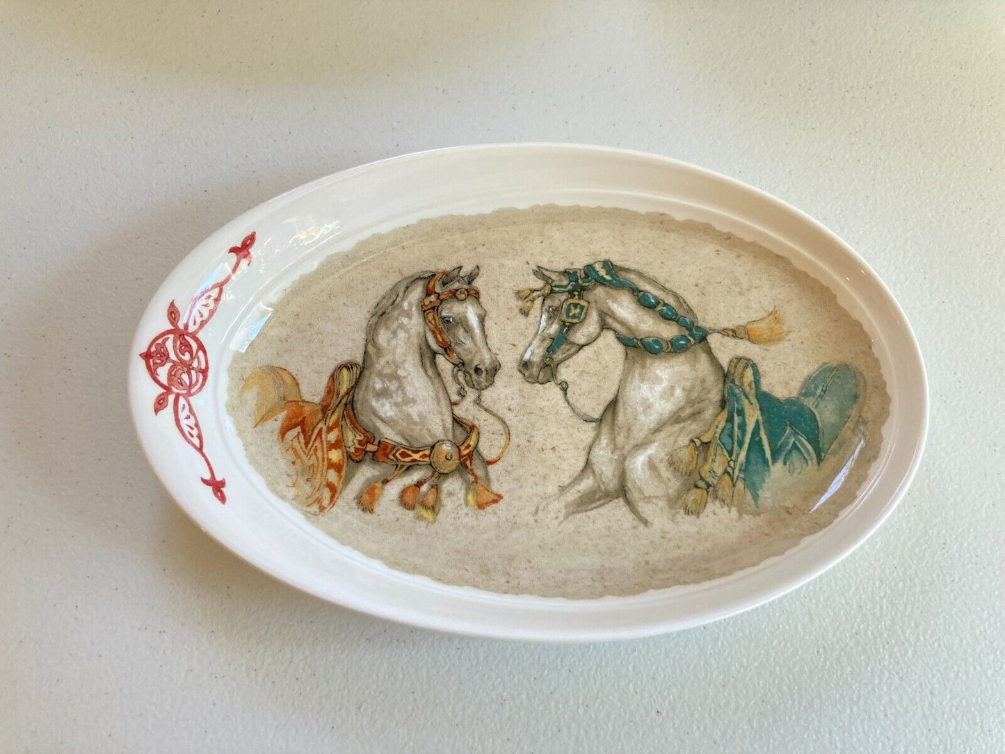 Set 10 x Gien France "Chevaux du Vent" (Horses of the Wind) oval plates/dishes