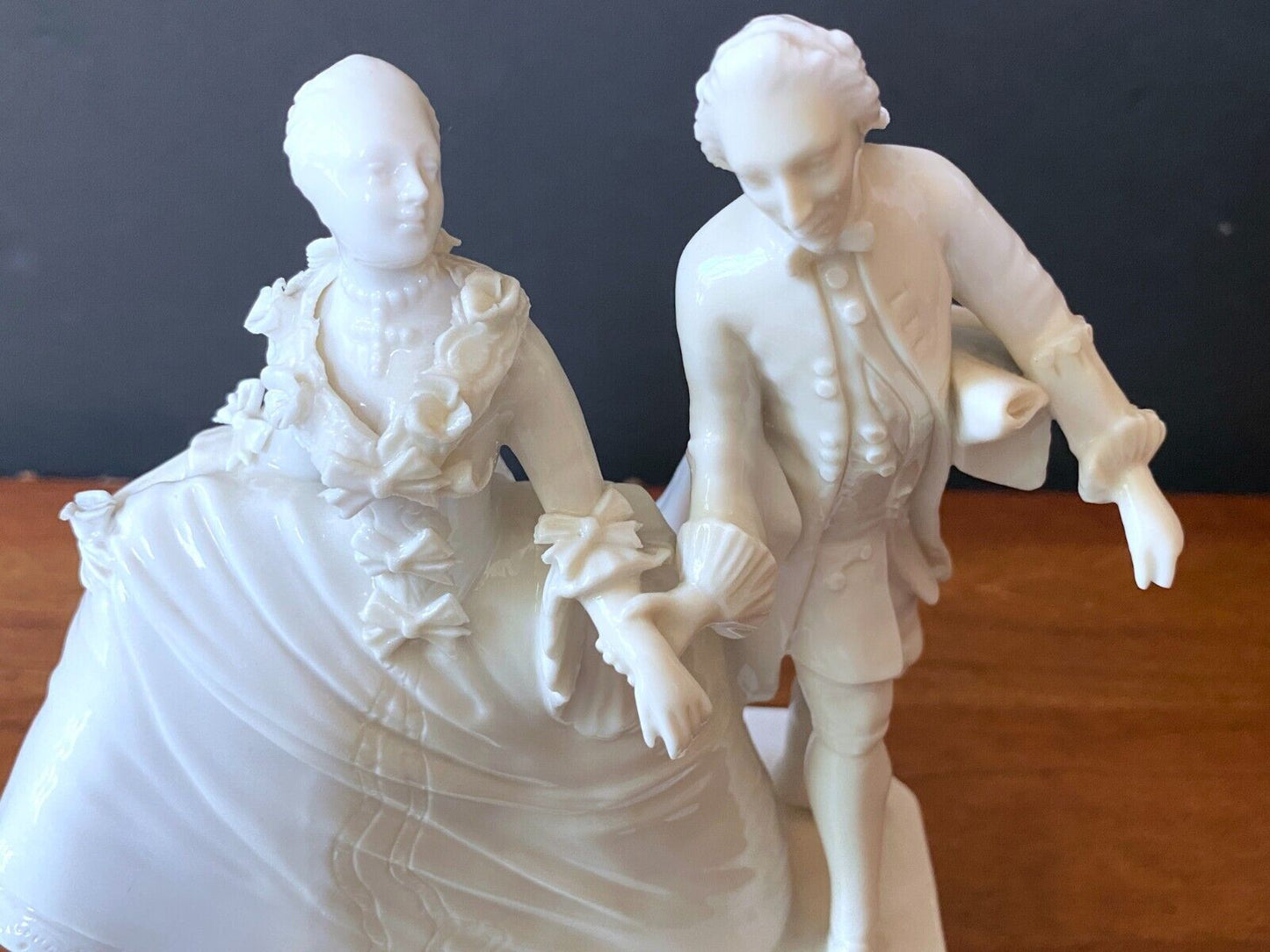 Nymphenburg Blanc de Chine White Figurine Victorian Dancing Couple Crinoline #12