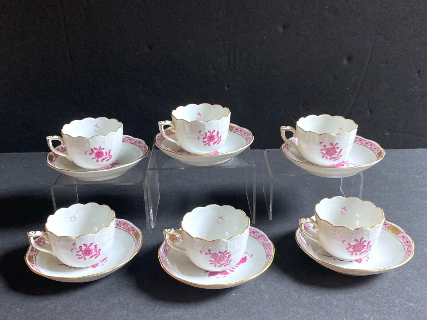 6 sets of Herend Porcelain "Chinese Bouquet " Rust mocha /demitasse cups