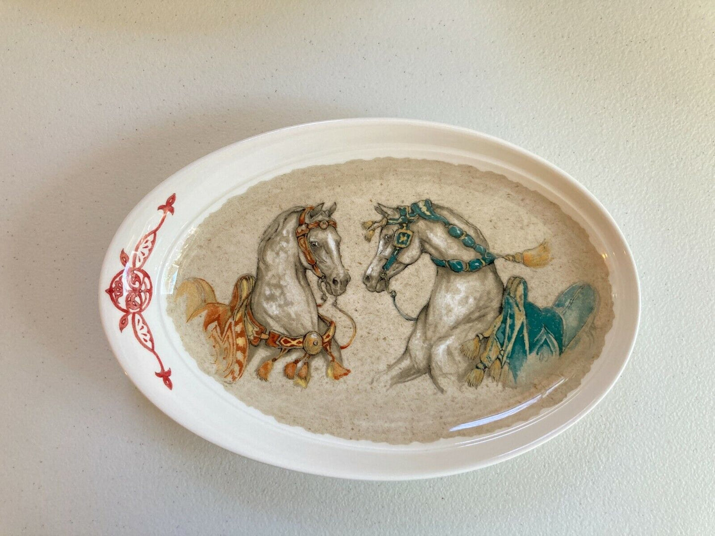 Set 10 x Gien France "Chevaux du Vent" (Horses of the Wind) oval plates/dishes