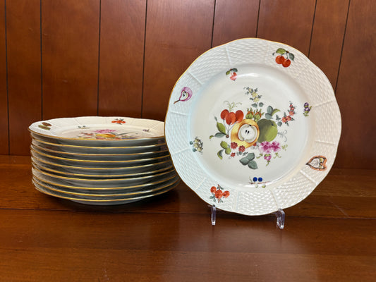 Herend Fruit & Flower (BFR 524) dinner plates, set 9, 10'', NICE