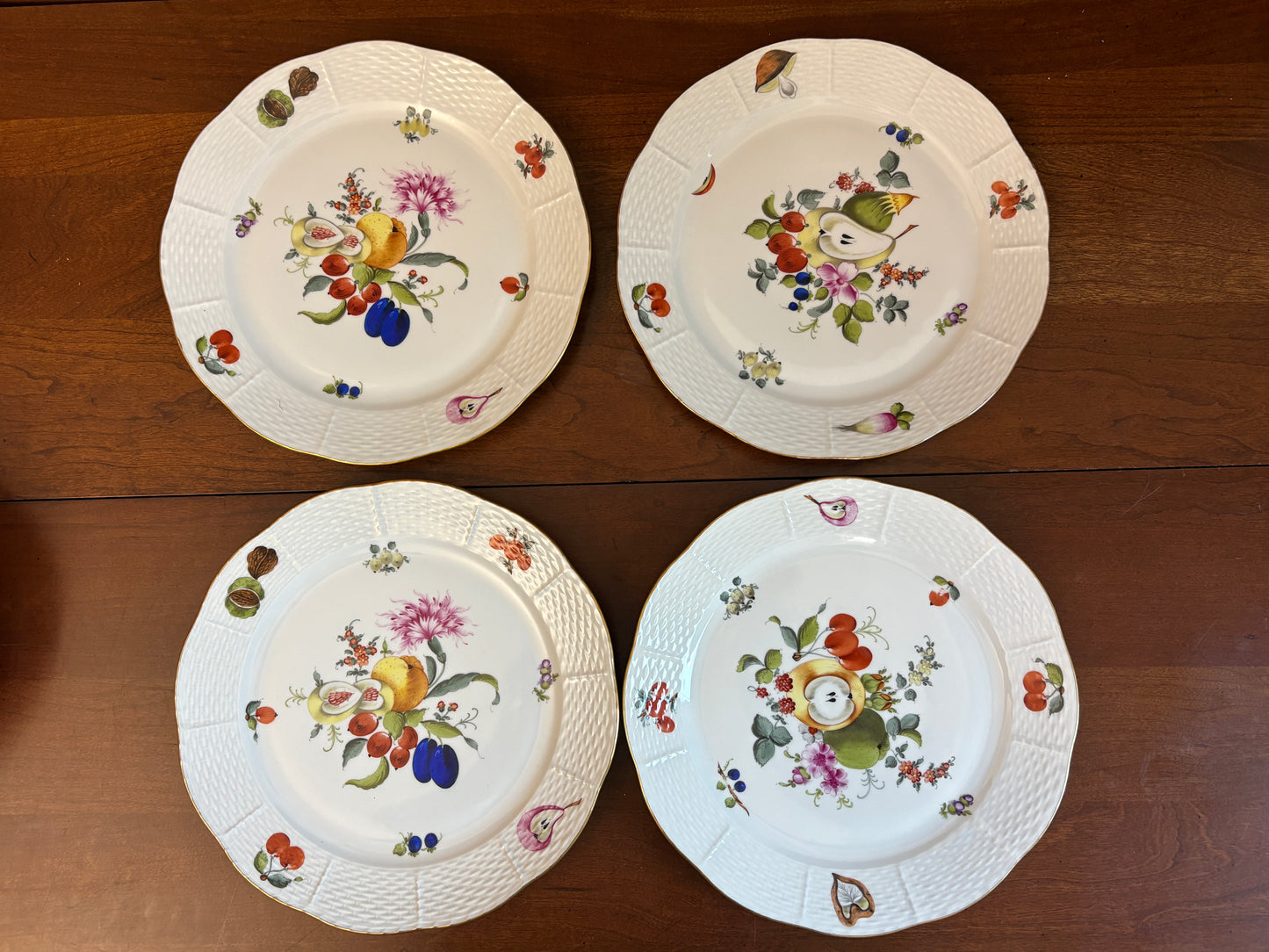 Herend Fruit & Flower (BFR 524) dinner plates, set 9, 10'', NICE