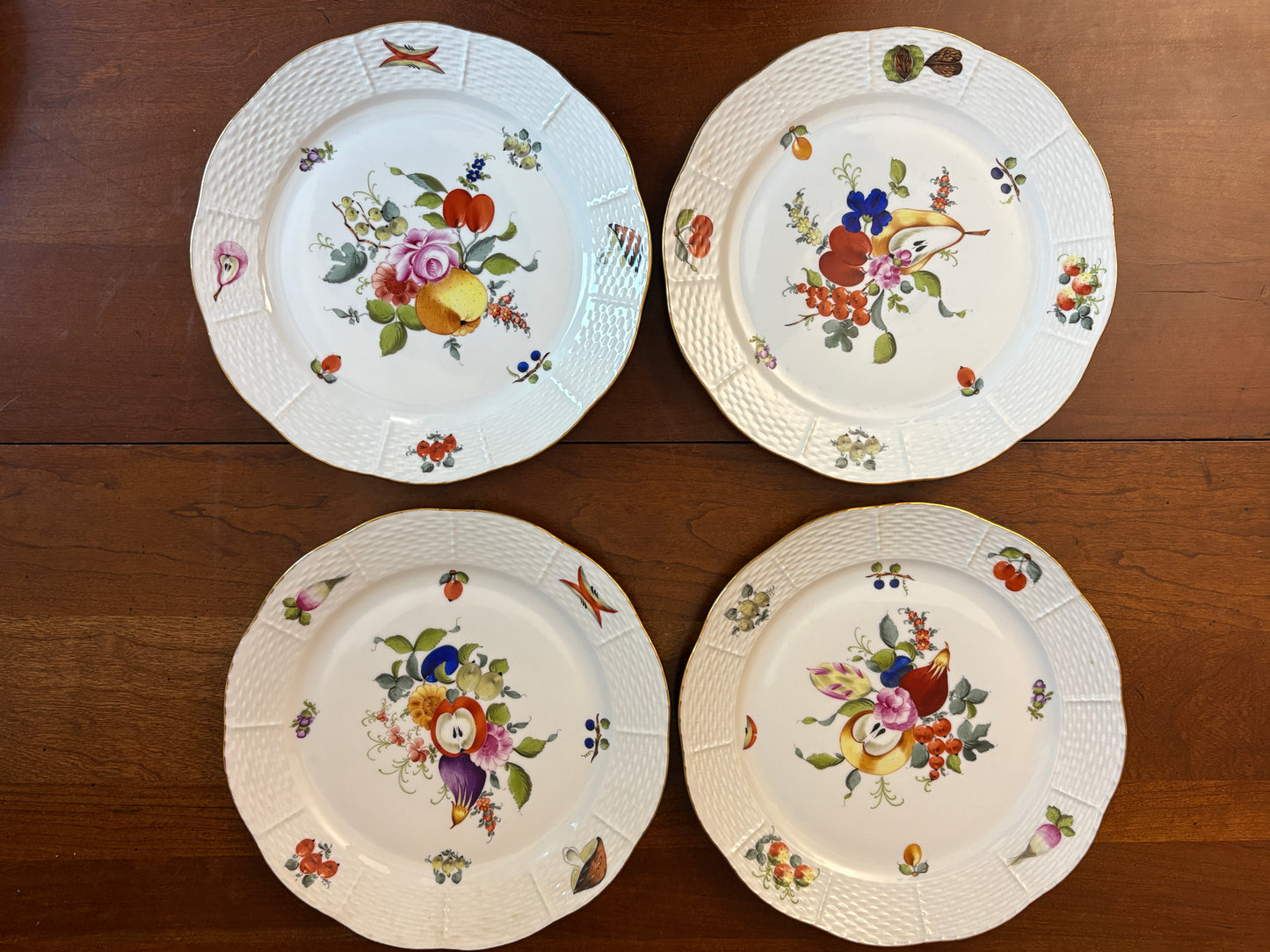 Herend Fruit & Flower (BFR 524) dinner plates, set 9, 10'', NICE