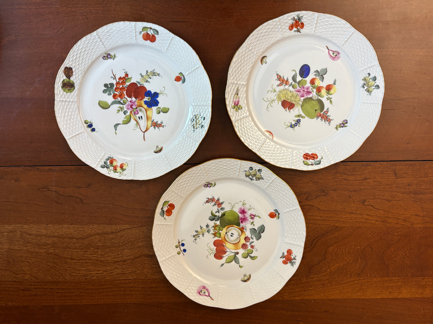 Herend Fruit & Flower (BFR 524) dinner plates, set 9, 10'', NICE