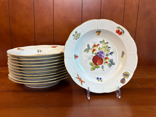 Herend Fruit & Flower (BFR) rimmed soup bowl set 11, 503 BFR, Gorgeous