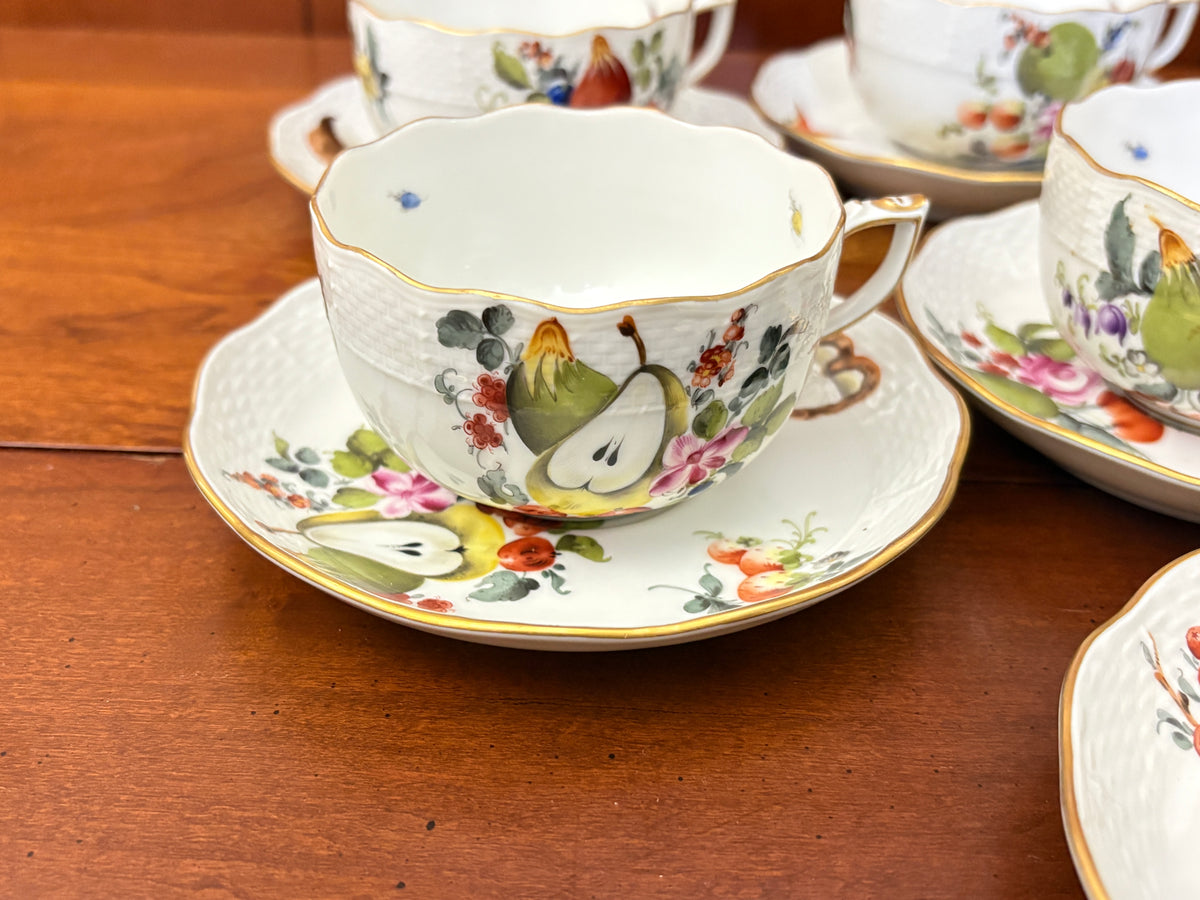 Herend Hungary "Market Garden (BFR) Tea Service for 12, teapot, cups, sugar,bowl