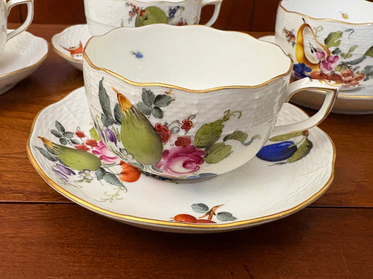 Herend Hungary "Market Garden (BFR) Tea Service for 12, teapot, cups, sugar,bowl