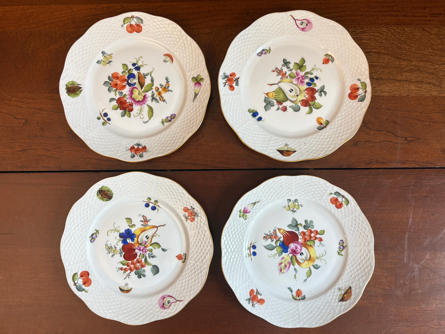 Herend Fruits & Flowers (BFR519) Set of 10 salad Plates, 8 1/4'', nice