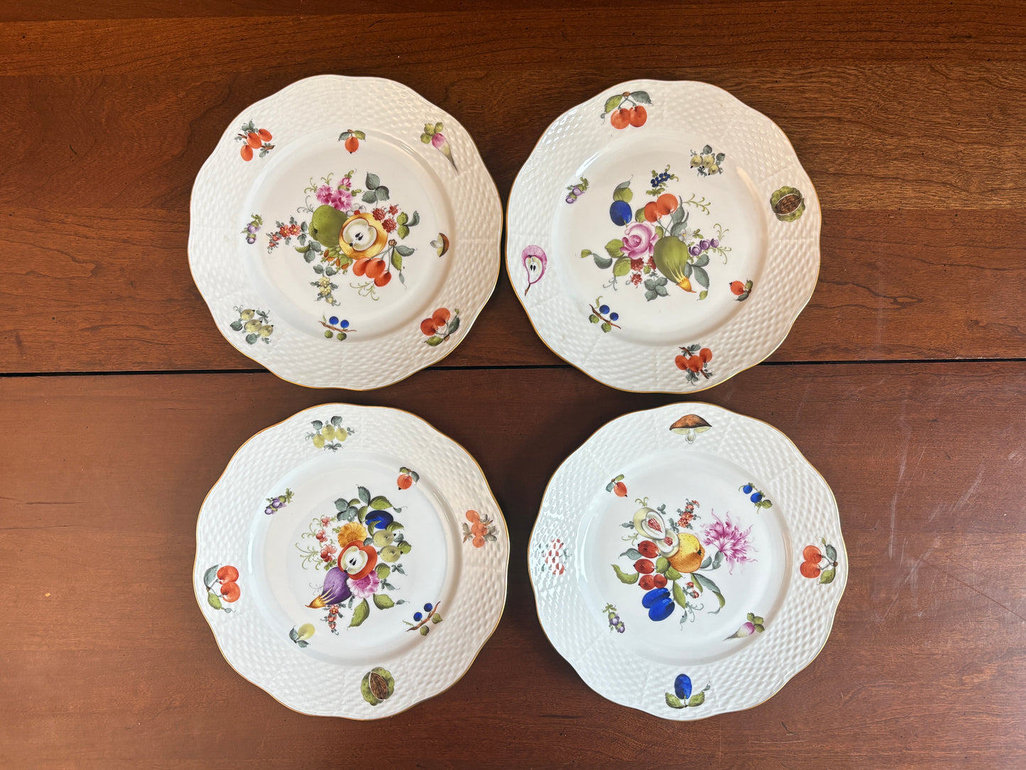 Herend Fruits & Flowers (BFR519) Set of 10 salad Plates, 8 1/4'', nice