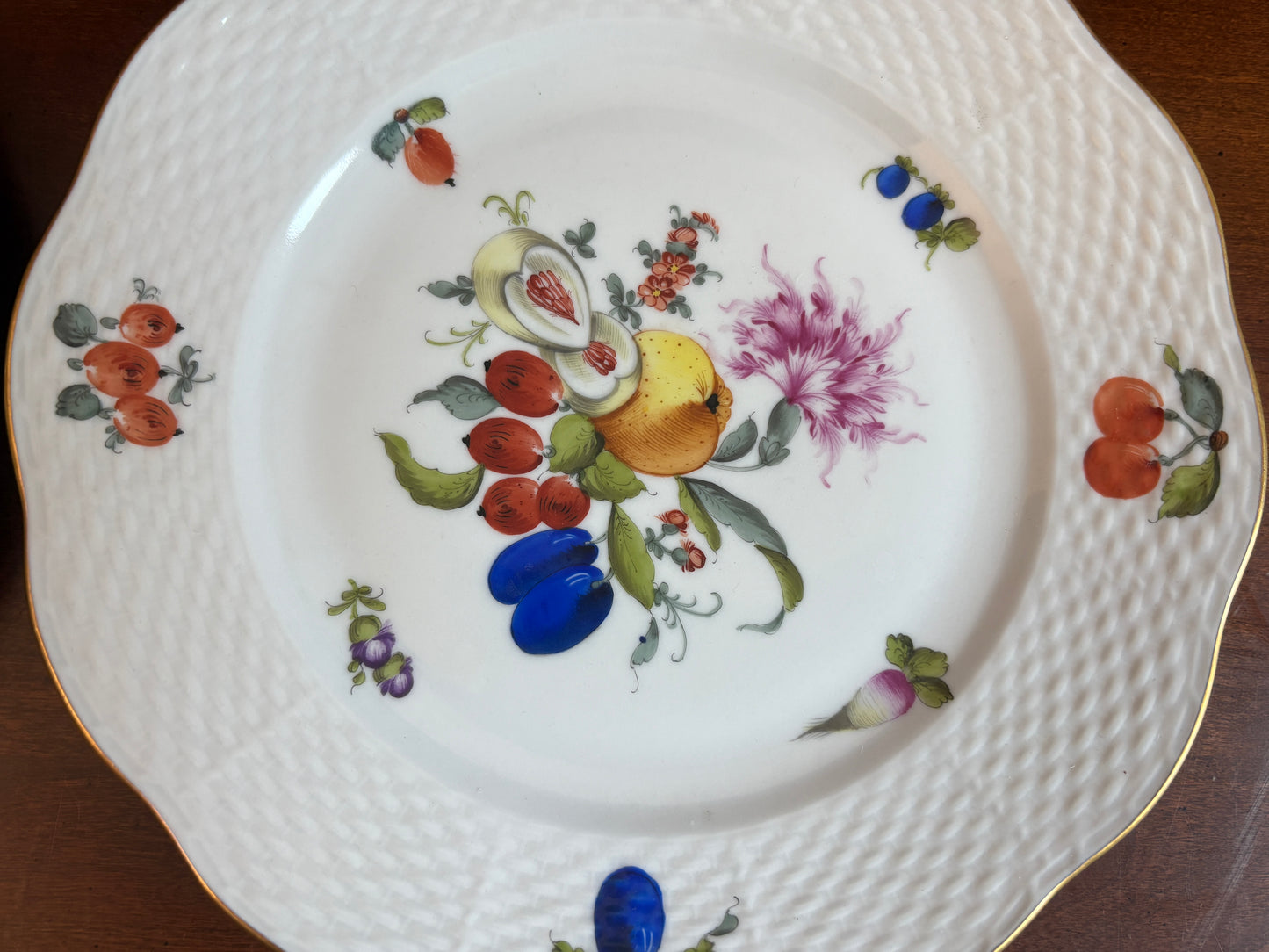 Herend Fruits & Flowers (BFR519) Set of 10 salad Plates, 8 1/4'', nice