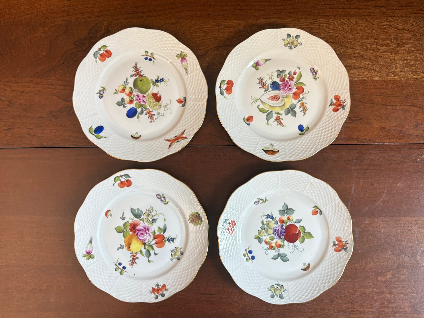 Herend Fruits & Flowers (BFR519) Set of 10 salad Plates, 8 1/4'', nice