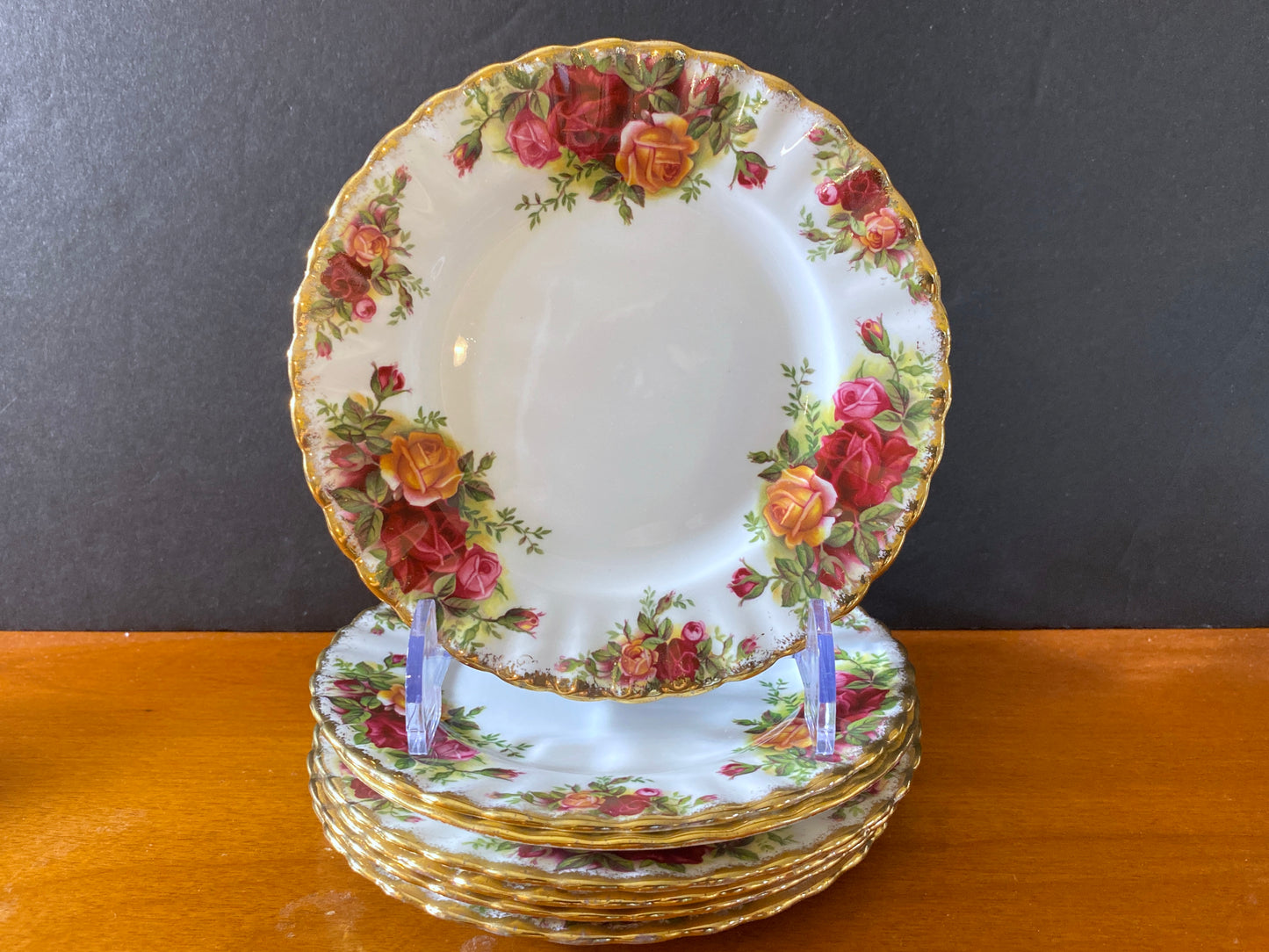 Royal Albert "Old Country Roses" tea service, 25 pcs, Bone china, made in England, Y1962, roses motif and gold trim, MINT!