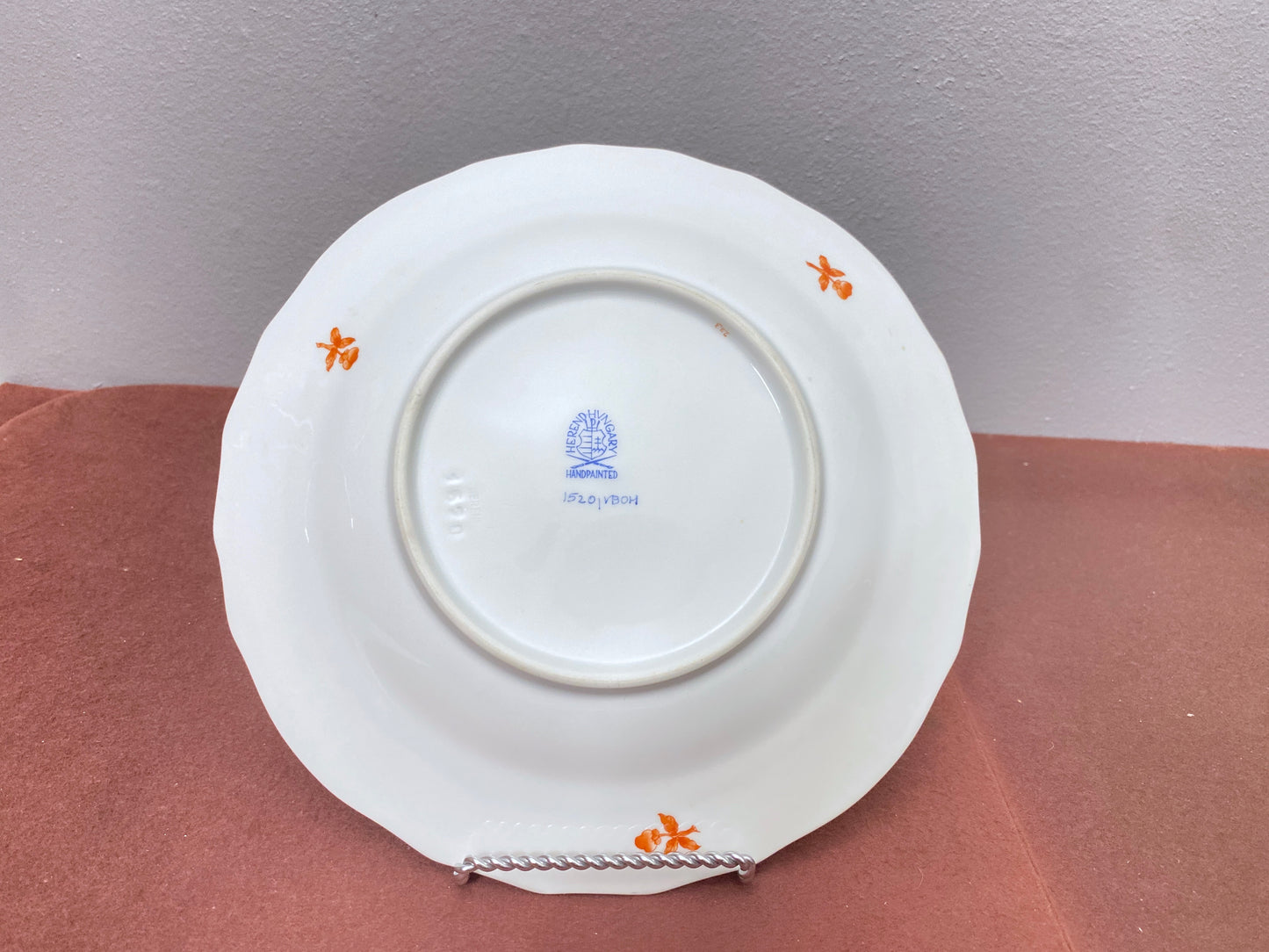 Set of 6 Herend Queen Victoria "Fortuna Rust" dessert/pie/salad plates, 1520 VBOH, 24k gold gilt, gorgeous