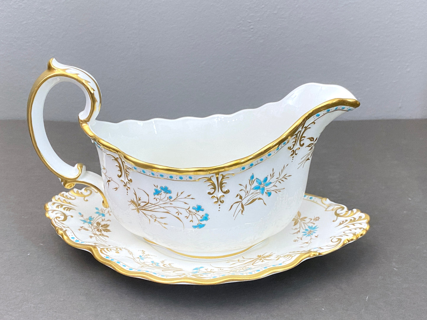 Royal Crown Derby bone china dinner plates in the Normandie pattern