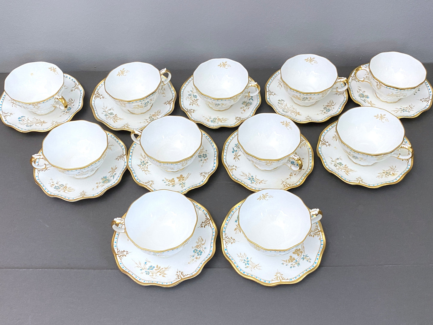 Royal Crown Derby bone china dinner plates in the Normandie pattern