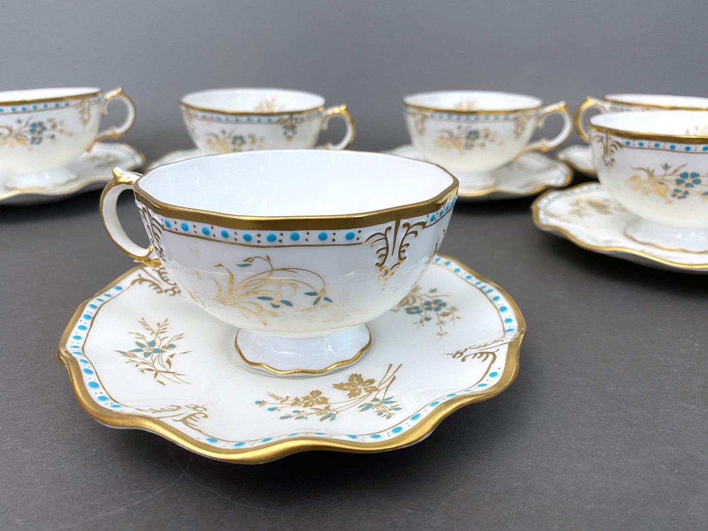 Royal Crown Derby bone china dinner plates in the Normandie pattern