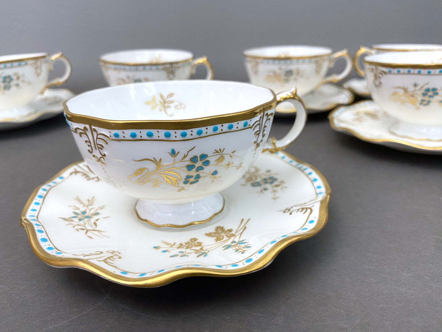 Royal Crown Derby bone china dinner plates in the Normandie pattern