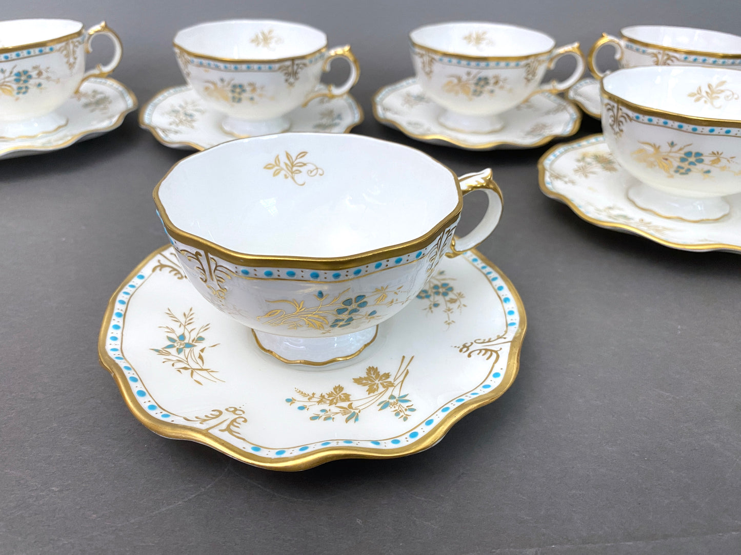 Royal Crown Derby bone china dinner plates in the Normandie pattern