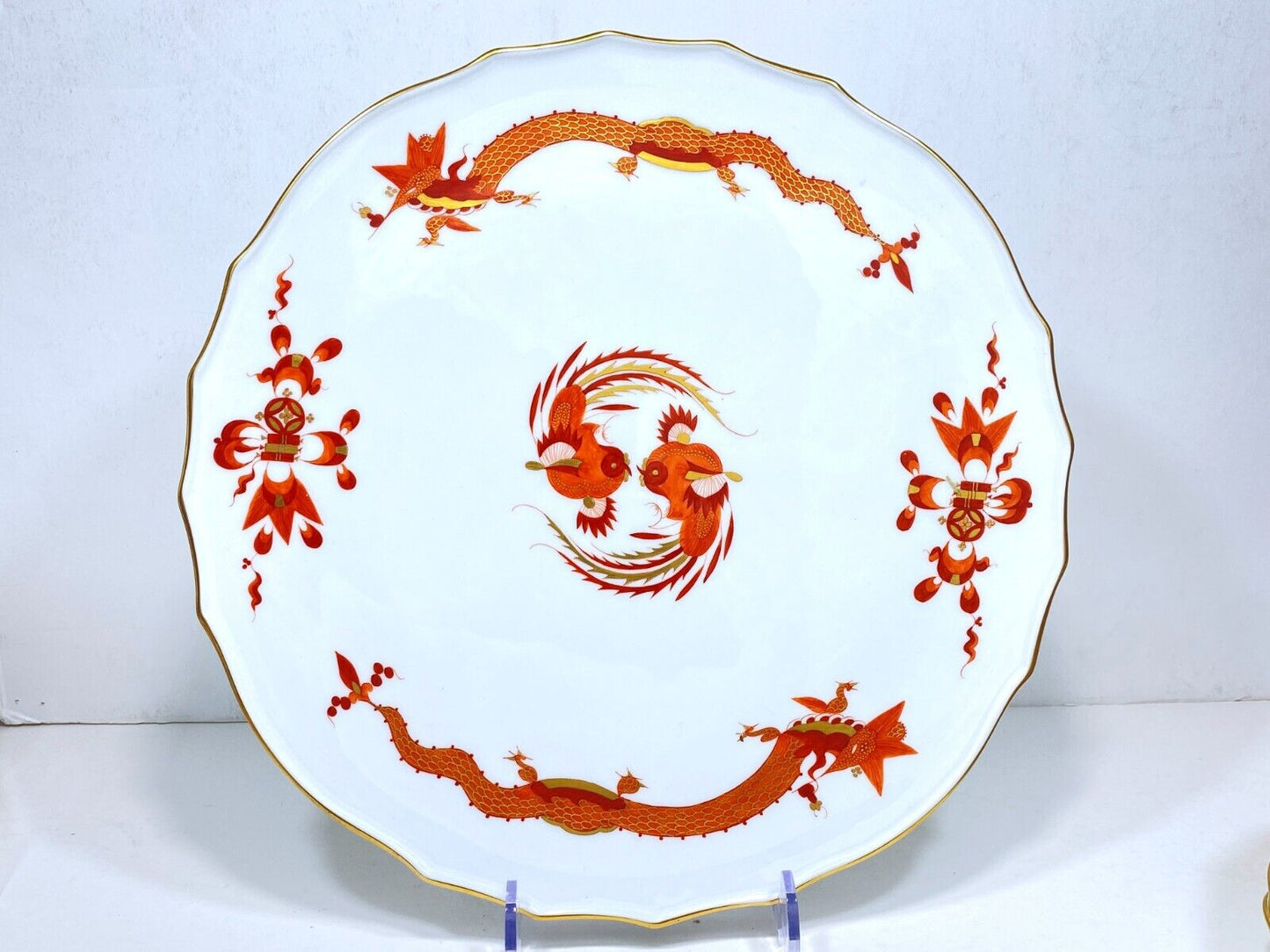 Meissen Reicher Dragon orange/red gilt Coffee Service, plates for 10, 1st, mint