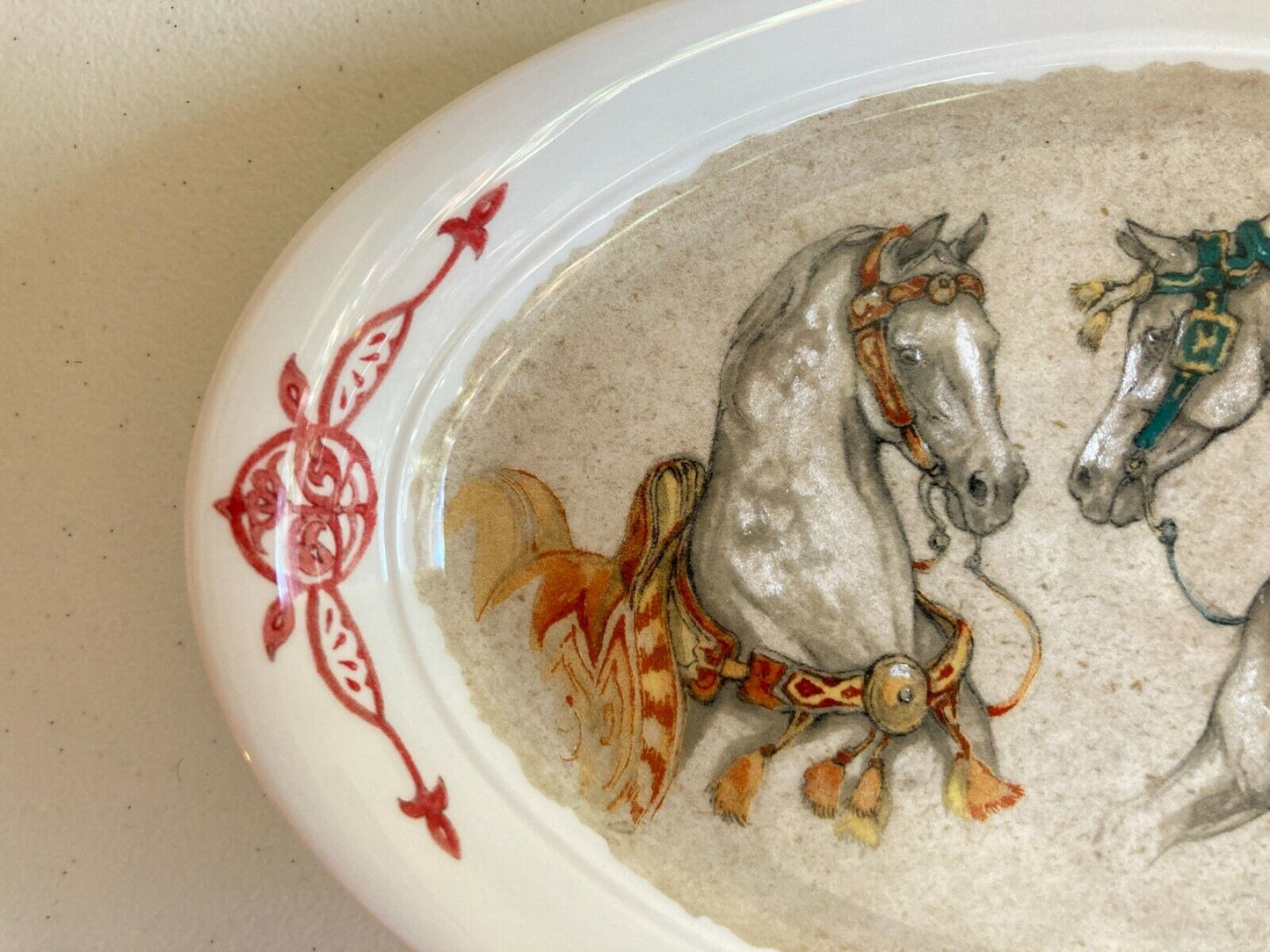 Set 10 x Gien France "Chevaux du Vent" (Horses of the Wind) oval plates/dishes